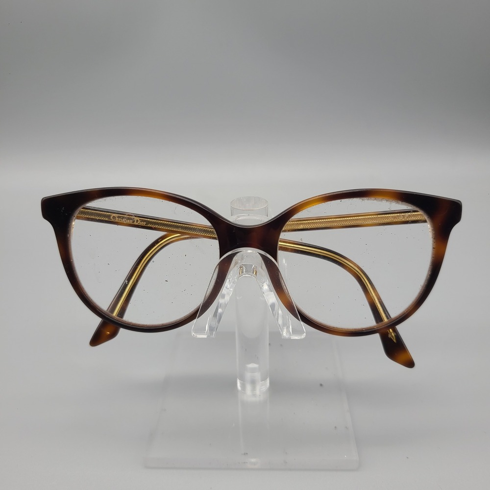 Christian Dior Montaigne 16 Eyeglasses Dark Havana Tortoise Gold Cat Eye Frames